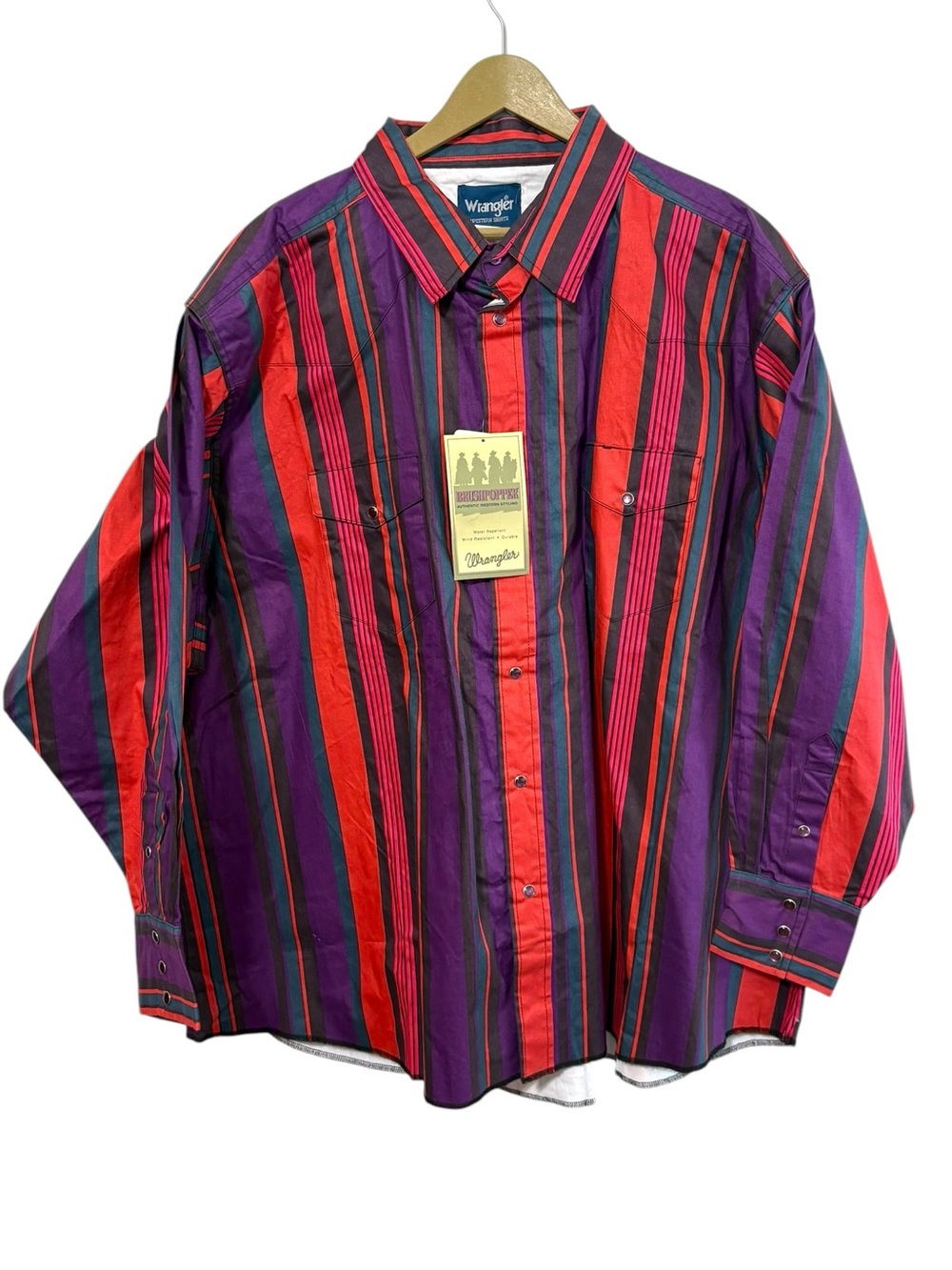 NEW Vintage Deadstock Wrangler 4X Multicolor Striped Bushpopper Pearl Snap Shirt